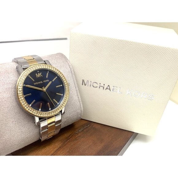 Michael Kors Womens Watch MKO1049 Quartz Blue Dial Two Tone Stainless Steel 38mm main image 8